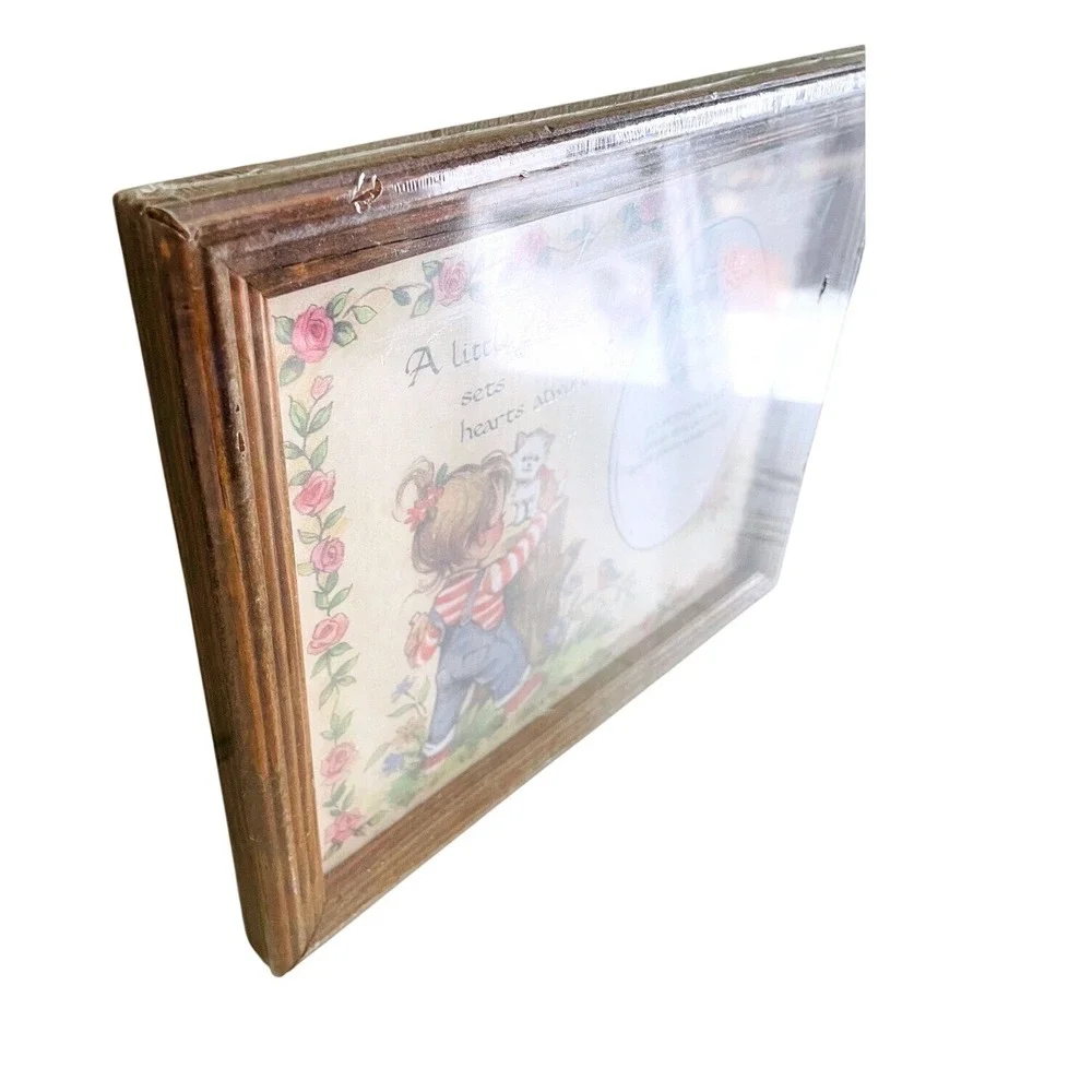 Vintage Little Girl Hearts Atwirl Wood Picture Frame 8x10‎ Nursery Decor USA NIP